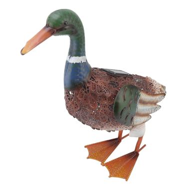Imagem de est¨¢tua de pato ferro retr? ¨¤ prova d'¨¢gua pintado v¨ªvido decora??o animal com luz solar LED para p¨¢tio p¨¢tio jardim jardim gramado ornamento,Luz solar ao ar livre, Est¡§¡étua de Pato pato pintada