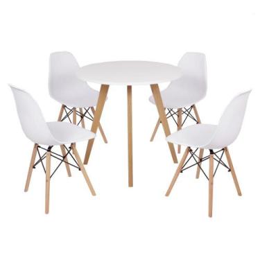 Imagem de Mesa Inês 80cm Branca + 4 Cadeiras Eames Eiffel - Branca - Made Moveis