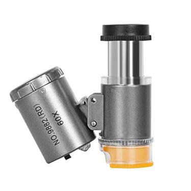 Imagem de Tingpai Lupa 60X com lente de aumento iluminada com 2 luzes LED e 1 luz UV Comprimento focal ajustável pa joalheiros Relojoeiros Gemologistas amadores