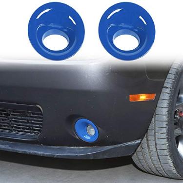 Imagem de Voodonala Moldura para farol de neblina Challenger com cobertura única para Dodge Challenger 2015-2020, azul ABS, 2 peças