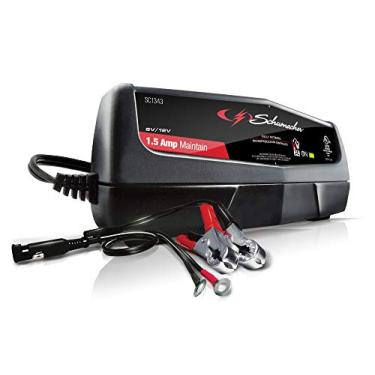 Imagem de Schumacher Electric Carregador e mantenedor de bateria, SC1343, 3 em 1, totalmente automático, 1,5 amp, 6 volts, 12 volts, para motocicletas, esportes motorizados, carros e baterias marítimas