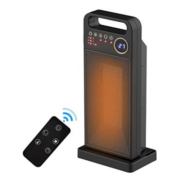 Imagem de DOYING Aquecedor de ambiente elétrico com controle remoto Proteção contra superaquecimento e tombamento Aquecedor de ambiente PTC Suporte de aquecimento de cerâmica Temporização Configurações de calor