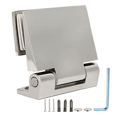 Imagem de Dobradiça de aço inoxidável, peças de reposição de dobradiças de chuveiro com ferragens de montagem Dobradiça de lado único inclinada para portas de vidro giratórias gratuitas Porta de exibição