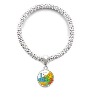 Imagem de DIYthinker China Hong Kong Victoria Bracelete de prata com pingente de corrente de joia ajustável