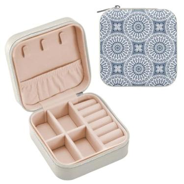 Imagem de KLL Mandala vintage pequena caixa de joias de viagem organizador mini organizador caixas brincos pulseiras armazenamento mulheres presentes personalizados caixa de joias de viagem organizador