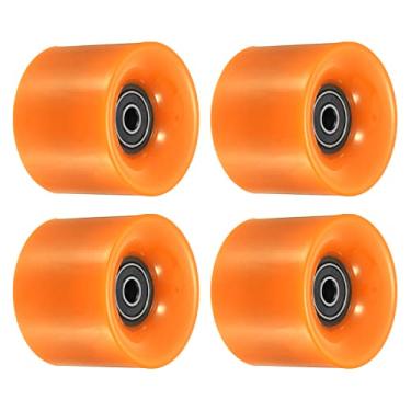 Imagem de PATIKIL Rodas Longboard de 60 mm com rolamentos ABEC-9, pacote com 4 rodas de rua para skates Cruiser substituição de roda 80A, laranja preto