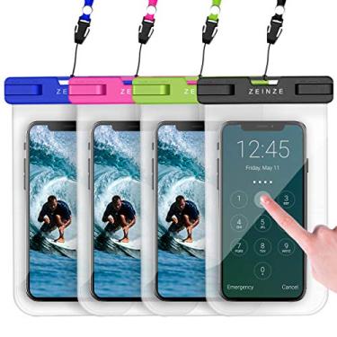 Imagem de ZEINZE Pacote com 4 capas de celular à prova d'água para iPhone 11 Pro Max XS Max XR X 8 7 6S Plus Galaxy Pixel até 6,5 polegadas