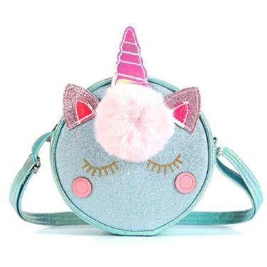 Imagem de Bolsa tiracolo feminina de unicórnio com glitter e lantejoulas, Verde B, One Size, Bolsa