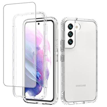 Imagem de Zoeirc Capa para Galaxy S22, Capa para Samsung S22 5G SM-S901U com protetor de tela de vidro temperado, capa macia 360 à prova de choque híbrida transparente para Samsung Galaxy S22 (transparente)