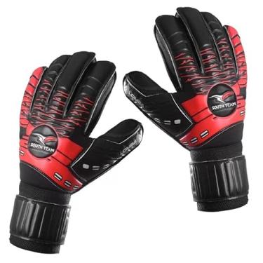 Imagem de Luva Goleiro Profissional Com Talas Proteção Resistente Grip (Vermelho, 9)