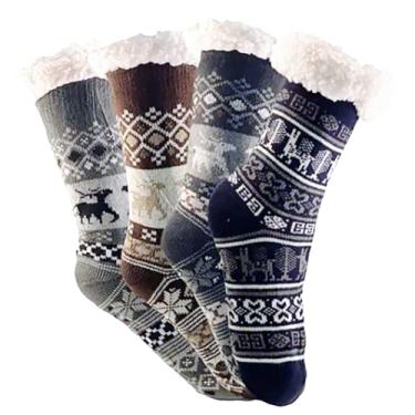 Imagem de Meia Pantufa Inverno: Lã Forrada com Pelúcia e Solado Antiderrapante - Adulto Masculino