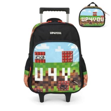 Imagem de Kit Mochila de Rodinhas Lancheira Luxcel Up4You Game Preto-Masculino