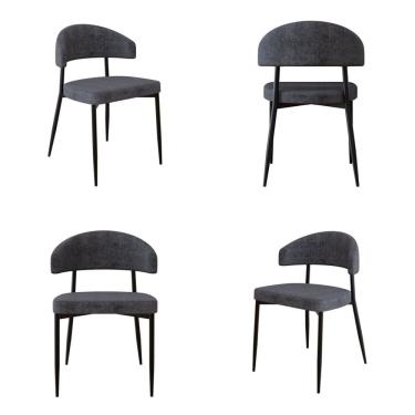 Imagem de Cadeira Bless Fixa com 4 Pés 55 X 52,5 X 77,5 Cm com 4 Unidades Grafite/Preto