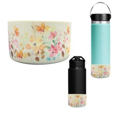 Imagem de Royalty Essentials Botas protetoras de silicone para garrafas de água Stanley fofas com capa de manga antiderrapante para garrafas de água servem para base de 7 a 7,5 cm (flores)