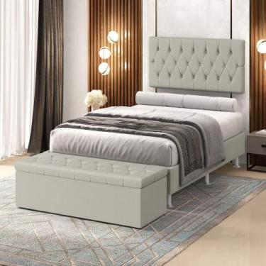 Imagem de Kit Painel Centaurus 140 e Calçadeira Sagitarius Couro Aradecor, Bege,