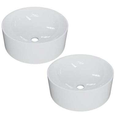 Imagem de Kit 02 Cubas de Apoio Redonda Para Banheiro Lavabo C01 BL34W Branco - 