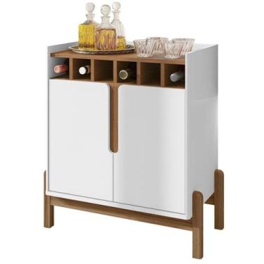 Imagem de Barzinho Com 2 Portas e Adega Para Sala de Jantar 50522 Branco Cedro D