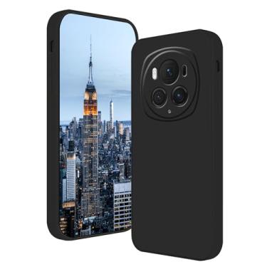 Imagem de Compatível com Honor Magic 6 Pro, capa de silicone líquido, verde-escuro, toque suave Honor Magic 6 Pro, capa fina de silicone à prova de choque (preto)