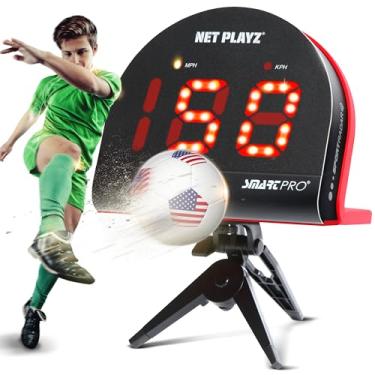 Imagem de NetPlayz Radares de futebol, equipamento de treinamento de sensores de velocidade (armas de radar de mãos livres, armas de velocidade de tiro | presentes de futebol, dispositivo e equipamento de alta tecnologia para jogadores de futebol, preto (NIS022132021)