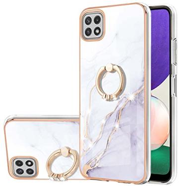 Imagem de Monwutong Capa de telefone slim fit para Samsung Galaxy A22 5G (não serve para A22 4G), capa rígida IMD mármore brilhante para meninas, capa de proteção de lente de tela e câmera para Galaxy A22 5G,