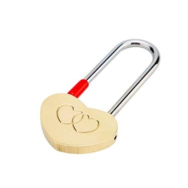 Imagem de VerRich Cadeado único em forma de coração para namorados, casamento, 3,5 polegadas e 50 mm, cadeado de amor para ponte, Paris, aniversário (sem chave)