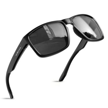 Imagem de ACBLUCE Óculos de sol esportivos polarizados para homens e mulheres, ideais para dirigir, pescar, beisebol e corrida, armação inquebrável TR90, Armação preta fosco/lente cinza