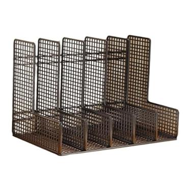 Imagem de Almencla Suporte de arquivo de malha Bolso de arquivo 5 camadas Suporte de exposição de ferro Porta-revistas Organizadores de pasta de papel Rack de