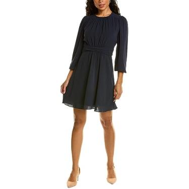 Imagem de Donna Morgan Vestido feminino de manga comprida com cintura torcida, Blazer azul-marinho, 40