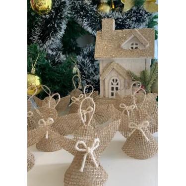 Imagem de DECORAÇÃO DE NATAL anjos de natal juta ou lembrancinhas para batizado 10 unidades