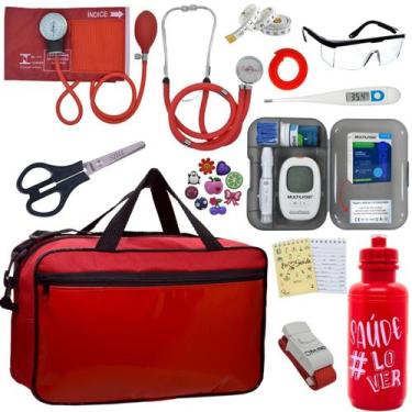 Imagem de Kit Enfermagem Medidor Glicose Aparelho de Pressão Esteto Multi Premiu