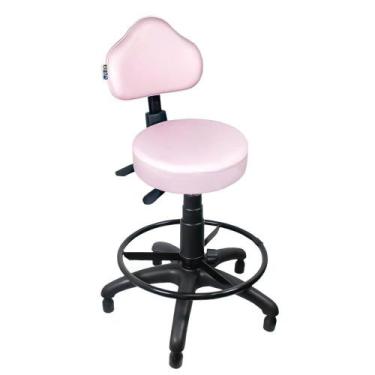 Imagem de Cadeira Mocho Rosa Claro Ergonômico Caixa Com Aro Com Sapata - ULTRA M