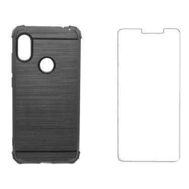 Imagem de Capa Anti Impacto Preta Para Redmi Note 6 Pro + Pel. Vidro - Mustangsh