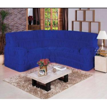 Imagem de Capa para sofa de canto elasticada em malha - MAYRA ENXOVAIS, azul roy
