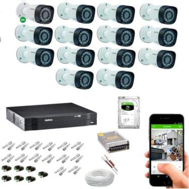 Imagem de Kit CFTV Intelbras 14 Câmeras HD 720P 1120 B + DVR MHDX 1216 HD 2TB de