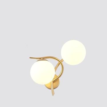 Imagem de LJZNGDHG Arandela de parede vintage industrial LED dourada estilo minimalista lâmpada de parede de cabeceira nórdica elegante globo de vidro para cabeceira quarto mesa de cabeceira