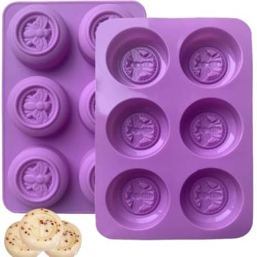 Imagem de 2 peças de moldes de silicone de abelha redondo molde de silicone de abelha para fazer sabão caseiro, barra de loção, gelatina, bomba de banho, cera de abelha, vela