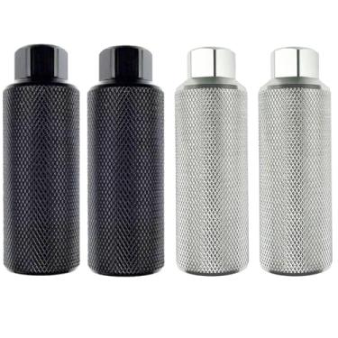 Imagem de Zelerdo 2 pares de pinos de bicicleta de liga de alumínio para mountain bike ciclismo de acrobacias traseiras servem em eixos de 110 x 38 mm (preto e prata)