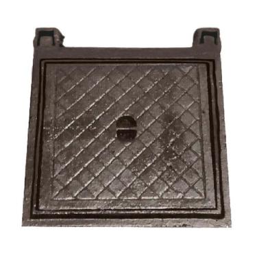 Imagem de Tampa Tampão Chão Articulado Ferro Fundido Inspeção 20x20cm - UNICLÁUD