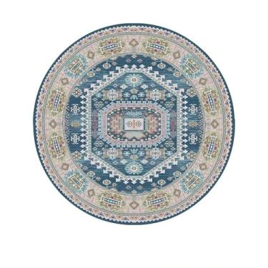 Imagem de HJZSZX Tapete redondo vintage, tapete decorativo artístico para sala de estar, fácil de limpar, lavável, sofá, quarto, tapete de brincar, YY008, D, diâmetro 160 cm