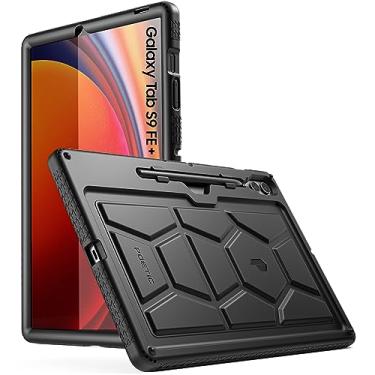 Imagem de Poetic TurtleSkin Capa para Samsung Galaxy Tab S9 FE | Fan Edition Plus (versão 2023) Capa de 12,4 polegadas com suporte de caneta S, capa protetora de silicone resistente à prova de choque para crianças, preta