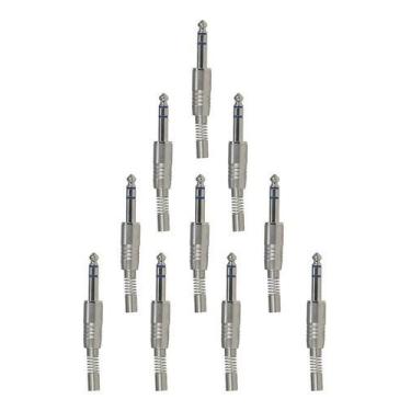 Imagem de 10 Conectores Plug P10 Stereo Ninja Metal Mola Santo Angelo