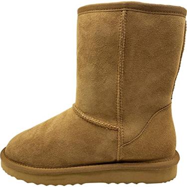 Imagem de ZEYIwearable Botas Femininas De Inverno De Pele De Carneiro Genuínas 11 Mulheres/10 Homens Marrom, Castanha