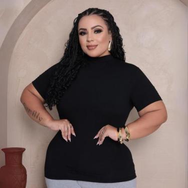 Imagem de Blusa Plus Size Feminina Gola Alta Manga Curta de MAlha - MAYARA MANZA