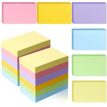 Imagem de Tecmisse 1200 cartões de índice em branco, cartão de índice colorido de 8 x 12 cm, cartões de notas, cartões de estudo para escola, aprendizado, bloco de notas de arranhões, 6 cores