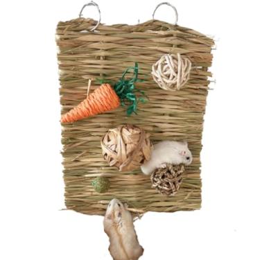 Imagem de Tapete de cama de tecido natural, almofada de dormir para animais de estimação, tapete de palha de coelho, brinquedos de coelho, playground, grama, natural, tapete de tecido de animais pequenos,