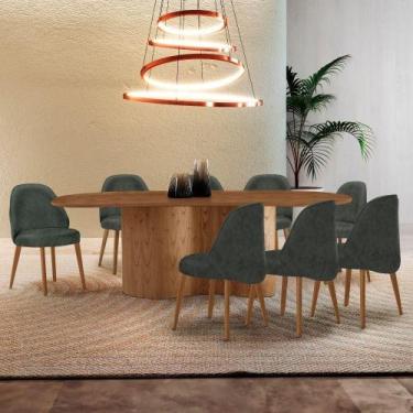 Imagem de Mesa De Jantar Suiça 220cm Madeira Tampo Laminado Orgânico Jade / Imbu