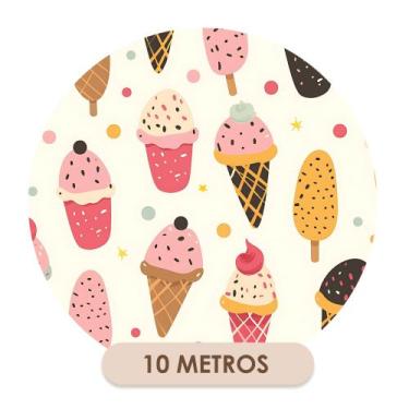 Imagem de Papel de Parede Adesivo Casquinha Sorvete Picolé Colorido - Dk Decor, 