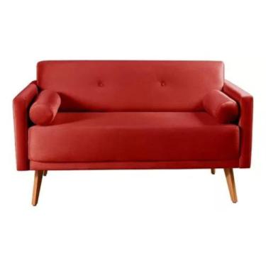Imagem de Sofá 2 Lugares Luma Suede Vermelho com Pés em Madeira 1,40M - Bella De