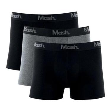 Imagem de Kit 3 cuecas boxer cotton Mash Ref.: 110.16, Preto, Chumbo mescla, Pre
