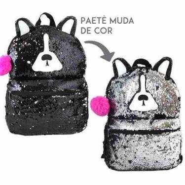 Imagem de Mochila Paete Brilho Lantejoulas Muda De Cor 2em1 Ursinho - oem
